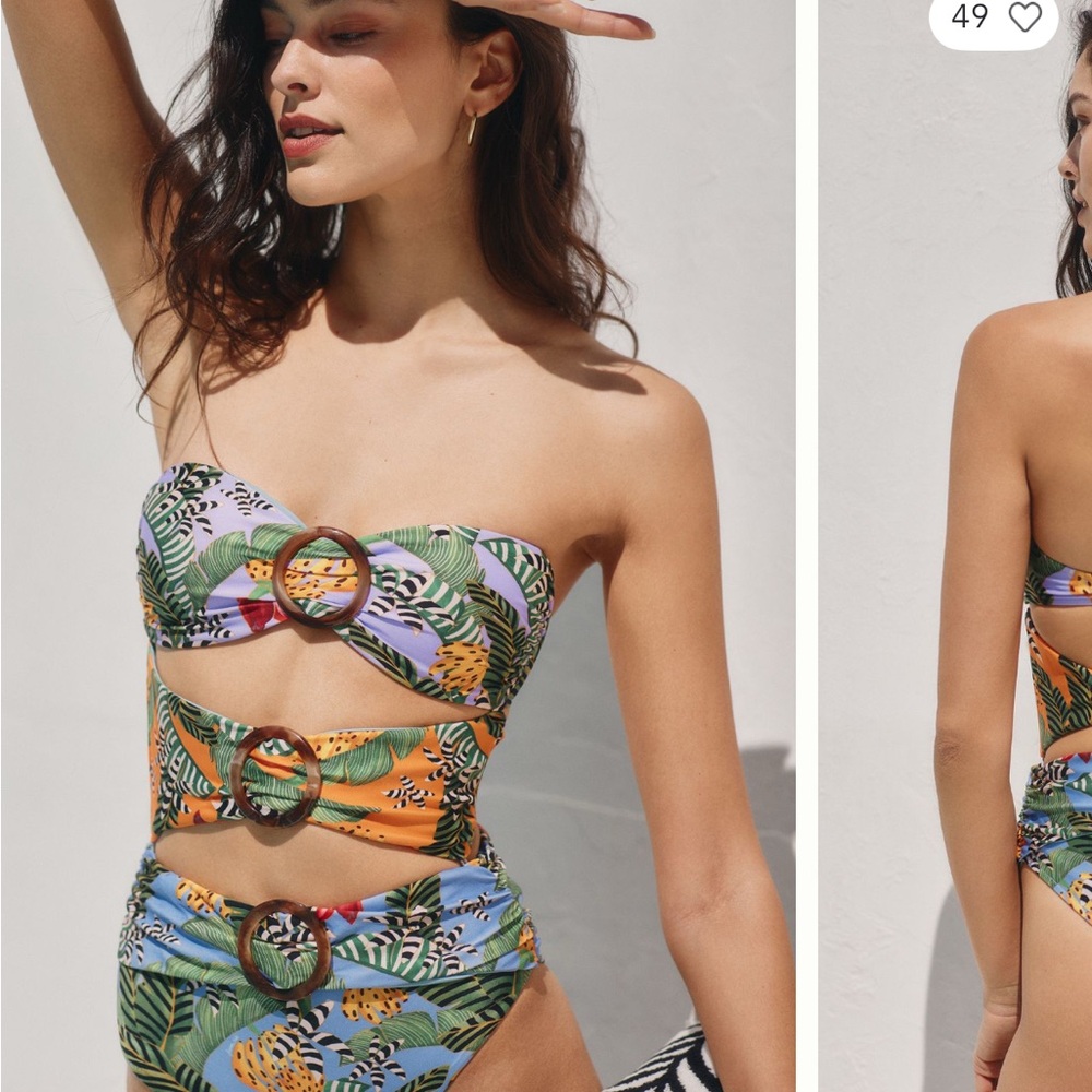 Tropical Print Cutout Swimsuit
